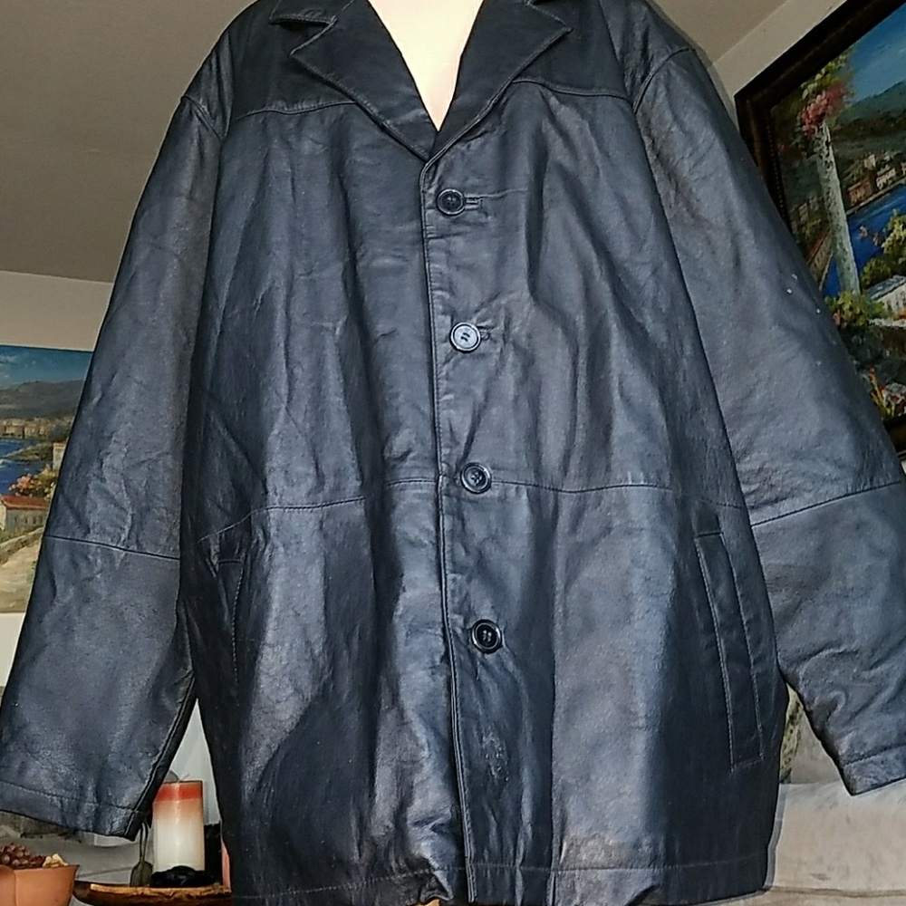 MEN'S LEATHER  BUTTONED DOWN LEATHER JACKET